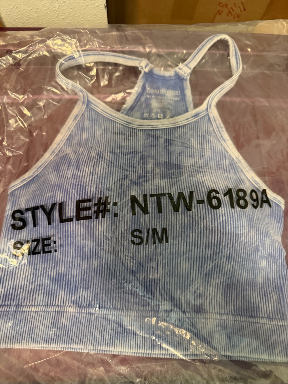 Zenana Outfitters Blue Ribbed Racerback Crop Tank - Picture 3 of 3
